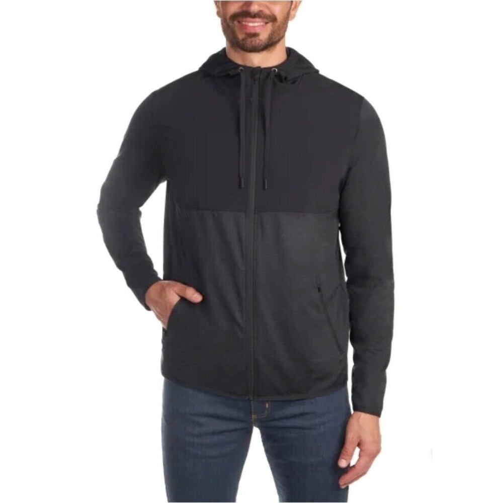 Kirkland Signature Men’s Size M Mixed Media Jacket Wicking Stretch Black Gray